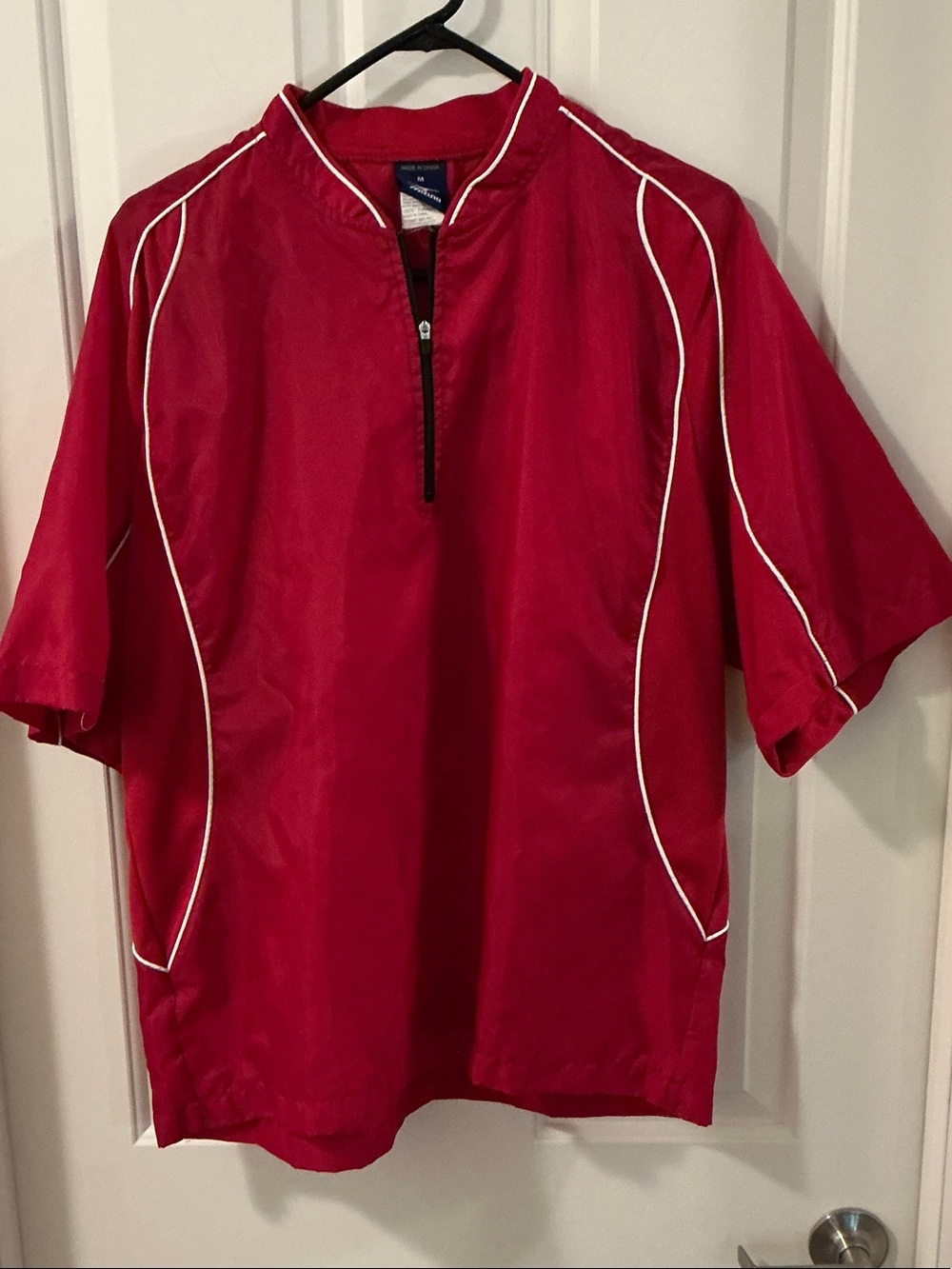 Mizuno 1/4 Zip Windbreaker Top Golf Baseball Warm-Up Red/White Size M EUC